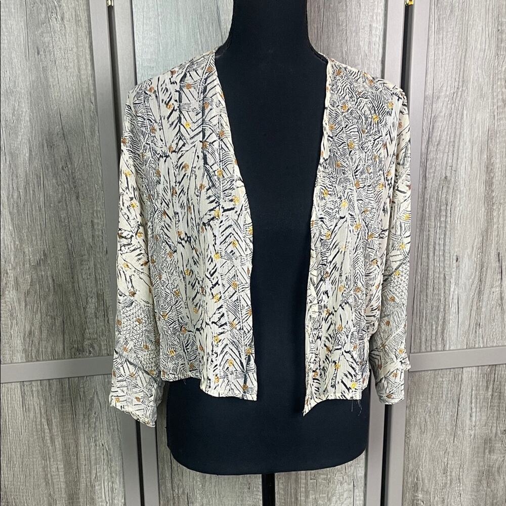 Sadie & Sage boho print open front cropped cardigan women's L